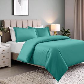 600 Thread Count Cotton Blend Solid Duvet Cover Set (Color: Teal, size: King\California King)