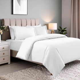 600 Thread Count Cotton Blend Solid Duvet Cover Set (Color: White, size: King\California King)
