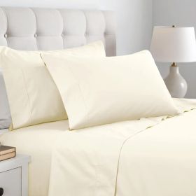 600 Thread Count Pillowcases Cotton Blend Solid Pillowcase Set (Color: Ivory, size: King)