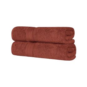 Atlas Cotton Heavyweight Absorbent Plush 2 Piece Bath Sheet Set (Color: Chocolate, size: 2 Piece Bath Sheets)