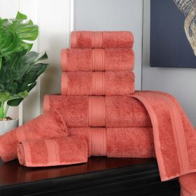 Madison Egyptian Cotton Pile Plush Heavyweight 8 Piece Towel Set (Color: Coral, size: 8 Piece Towel Set)