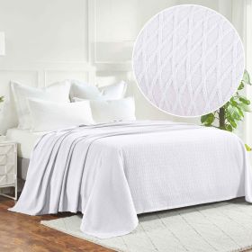 Diamond All-Season Cotton Blanket (Color: White, size: King)