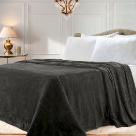 Fleece Plush Medium Weight Fluffy Soft Solid Decorative Blanket (Color: Charcoal, size: King)