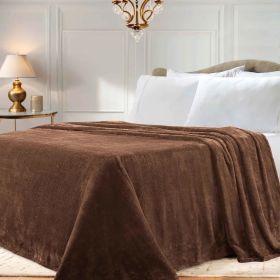 Fleece Plush Medium Weight Fluffy Soft Solid Decorative Blanket (Color: Chocolate, size: Throw)