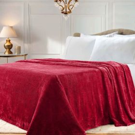 Fleece Plush Medium Weight Fluffy Soft Solid Decorative Blanket (Color: Red, size: Throw)