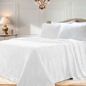 Fleece Plush Medium Weight Fluffy Soft Solid Decorative Blanket (Color: White, size: King)