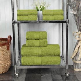 Atlas Cotton Plush Absorbent Heavyweight 8 Piece Towel Set (Color: Green Essence, size: 8 Piece Towel Set)