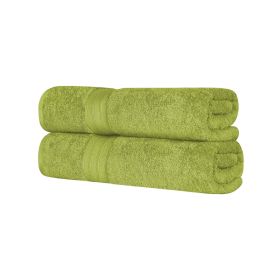 Atlas Cotton Heavyweight Absorbent Plush 2 Piece Bath Sheet Set (Color: Green Essence, size: 2 Piece Bath Sheets)