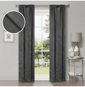 Waverly Geometric Washable Room Darkening Blackout Curtains, Set of 2 (Color: Grey, size: 26" X 84")