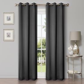 Solid Machine Washable Room Darkening Blackout Curtains, Set of 2 (Color: Grey - 2 Piece, size: 42" X 84")