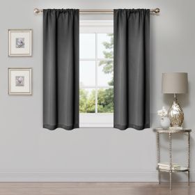 Solid Machine Washable Room Darkening Blackout Curtains, Set of 2 (Color: Grey - 2 Piece, size: 42" X 63")