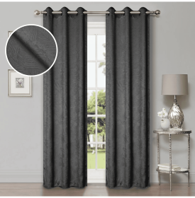 Waverly Geometric Washable Room Darkening Blackout Curtains, Set of 2 (Color: Grey, size: 52" X 108")
