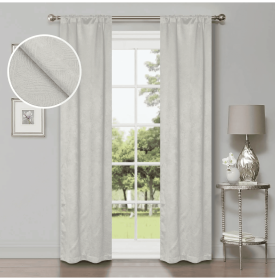 Waverly Geometric Washable Room Darkening Blackout Curtains, Set of 2 (Color: Ivory, size: 26" X 84")