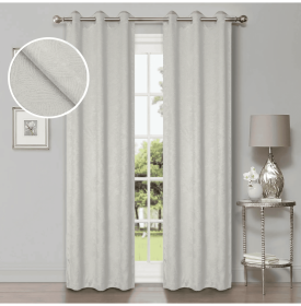 Waverly Geometric Washable Room Darkening Blackout Curtains, Set of 2 (Color: Ivory, size: 52" X 96")