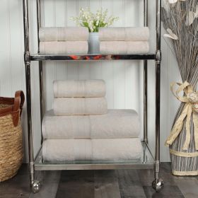 Atlas Cotton Plush Absorbent Heavyweight 8 Piece Towel Set (Color: Ivory, size: 8 Piece Towel Set)