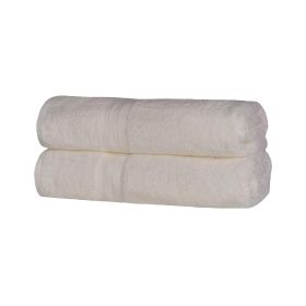 Atlas Cotton Heavyweight Absorbent Plush 2 Piece Bath Sheet Set (Color: Ivory, size: 2 Piece Bath Sheets)