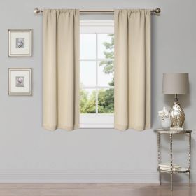 Solid Machine Washable Room Darkening Blackout Curtains, Set of 2 (Color: Ivory - 2 Piece, size: 52" X 63")
