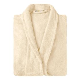 Cotton Ultra Soft Terry Bath Robe Adult Unisex Lightweight Bathrobe (Color: Ivory, size: medium)