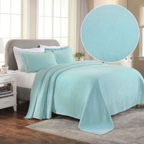 Jacquard Matelassé Paisley Cotton Bedspread Set (Color: Aqua, size: Full)
