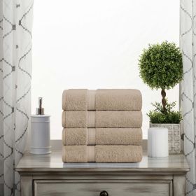 Madison Egyptian Cotton Pile Plush Heavyweight Hand Towel Set of 4 (Color: Latte, size: 4 Piece Hand Towels)