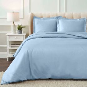 1200 Thread Count Egyptian Solid Cotton Duvet Cover Set (Color: Light Blue, size: Full/Queen)