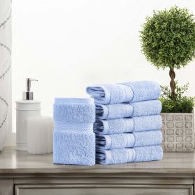 Madison Egyptian Cotton Pile Plush Heavyweight Face Towel Set of 6 (Color: Light Blue, size: 6 Piece Face Towels)
