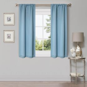Solid Machine Washable Room Darkening Blackout Curtains, Set of 2 (Color: Light Blue - 2 Piece, size: 52" X 63")