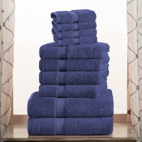Madison Egyptian Cotton Pile Plush Heavyweight 10 Piece Towel Set (Color: Navy Blue, size: 10 Piece Towel Set)