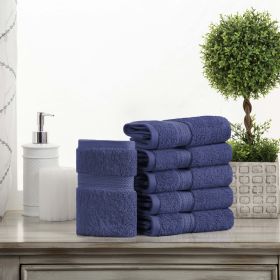 Madison Egyptian Cotton Pile Plush Heavyweight Face Towel Set of 6 (Color: Navy Blue, size: 6 Piece Face Towels)