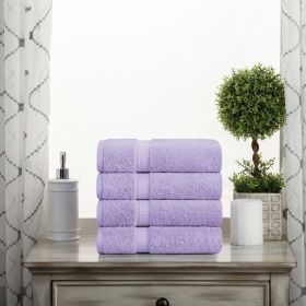 Madison Egyptian Cotton Pile Plush Heavyweight Hand Towel Set of 4 (Color: Purple, size: 4 Piece Hand Towels)