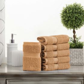 Madison Egyptian Cotton Pile Plush Heavyweight Face Towel Set of 6 (Color: Rust, size: 6 Piece Face Towels)