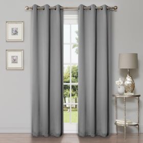 Solid Machine Washable Room Darkening Blackout Curtains, Set of 2 (Color: Silver - 2 Piece, size: 26" X 84")