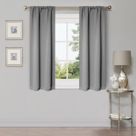 Solid Machine Washable Room Darkening Blackout Curtains, Set of 2 (Color: Silver - 2 Piece, size: 26" X 63")