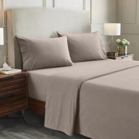 Cotton Flannel Solid Deep Pocket Bed Sheet Set (Color: Grey, size: Twin)