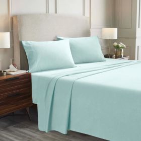 Cotton Flannel Solid Deep Pocket Bed Sheet Set (Color: Light Blue, size: Full)
