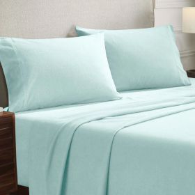Solid Flannel Cotton Soft Fuzzy Pillowcases, Set of 2 (Color: Light Blue, size: King)