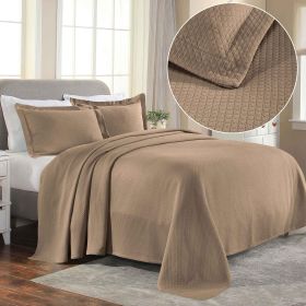 Solitaire Jacquard Matelassé Cotton Diamond Solitaire Bedspread Set (Color: Taupe, size: Twin)