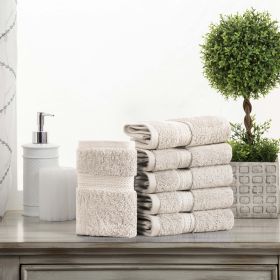 Madison Egyptian Cotton Pile Plush Heavyweight Face Towel Set of 6 (Color: Stone, size: 6 Piece Face Towels)