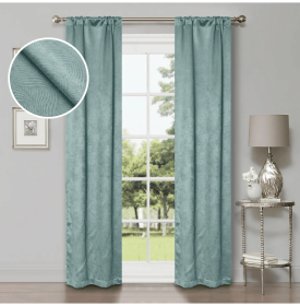 Waverly Geometric Washable Room Darkening Blackout Curtains, Set of 2 (Color: Teal, size: 26" X 84")