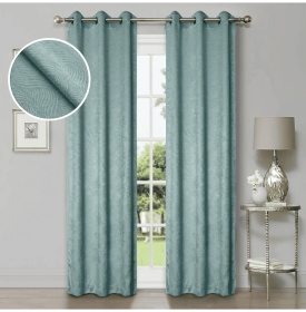 Waverly Geometric Washable Room Darkening Blackout Curtains, Set of 2 (Color: Teal, size: 52" X 84")