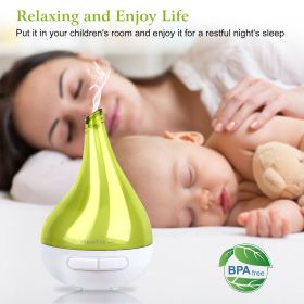 1Pc Drop Shaped Cool Mist Humidifier Ultrasonic Aroma Essential Oil Diffuser With LED Light For Office Home Room Vehicle Study Yoga Spa (Color: Green)