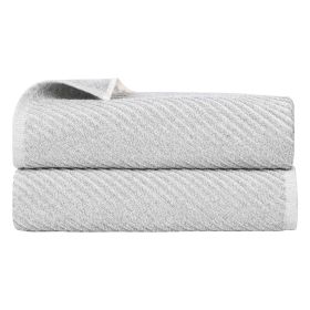 Amelia Cotton Blend Textured Diagonal Ribbed Bath Sheets, Set of 2 (Color: Platinum, size: 2 Piece Bath Sheets)