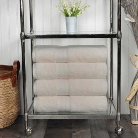 Atlas Cotton Plush Absorbent Heavyweight 4 Piece Bath Towel Set (Color: Ivory, size: 4 Piece Bath Towels)