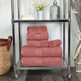 Atlas Cotton Plush Absorbent Heavyweight 6 Piece Towel Set (Color: Blush, size: 6 Piece Towel Set)