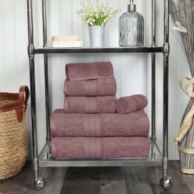 Atlas Cotton Plush Absorbent Heavyweight 6 Piece Towel Set (Color: Grape Shake, size: 6 Piece Towel Set)