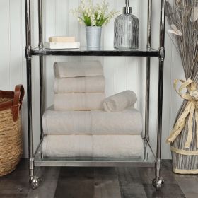 Atlas Cotton Plush Absorbent Heavyweight 6 Piece Towel Set (Color: Ivory, size: 6 Piece Towel Set)