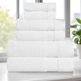 Belmont Zero Twist Cotton Medium Weight 6 Piece Towel Set (Color: White, size: 6 Piece Towel Set)
