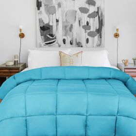 Brushed Microfiber Down Alternative Medium Weight Solid Comforter (Color: Winter Blue, size: King)