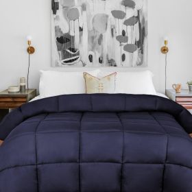 Brushed Microfiber Down Alternative Medium Weight Solid Comforter (Color: Navy Blue, size: Twin/Twin XL)
