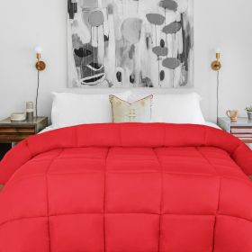 Brushed Microfiber Down Alternative Medium Weight Solid Comforter (Color: Red, size: Queen)